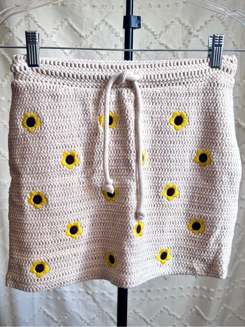 Zara Cream Crocheted Waistband Skirt